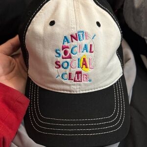 Anti Social Social Club Black and White Cap with Multicolor Logo. New.